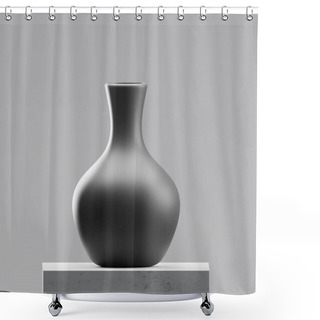 Personality  Black Vase On Cement Table. Photorealistic 3D Rendering Shower Curtains