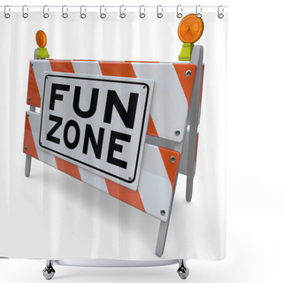 Personality  Fun Zone Barricade Construction Sign Kids Playground Shower Curtains