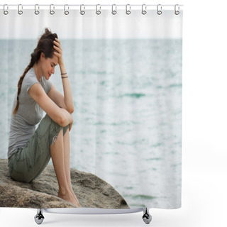 Personality  Sad And Depressed Woman Crying Shower Curtains