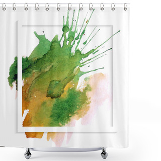Personality  Frame Banner With Spot Watercolor Shower Curtains