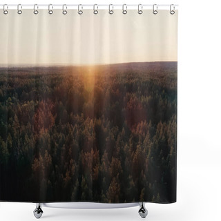 Personality  Aerial View Of Sunset Above Forest  Shower Curtains