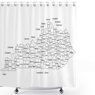 Personality  White Outline Boroughs Map With Boroughs Names Of US State Of Kentucky Shower Curtains