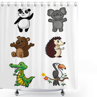 Personality  Cute Animal Safari Baby Set Shower Curtains