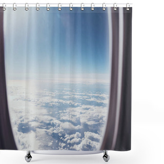 Personality  View Of Blue Cloudy Sky From Airplane Window Shower Curtains