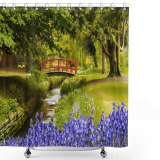 Personality  Carpet Of Bluebells Near A Bridge In Bournemouth Gardens Shower Curtains