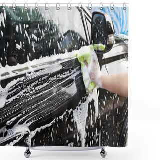 Personality  Hands Hold Sponge For Washing Car Shower Curtains