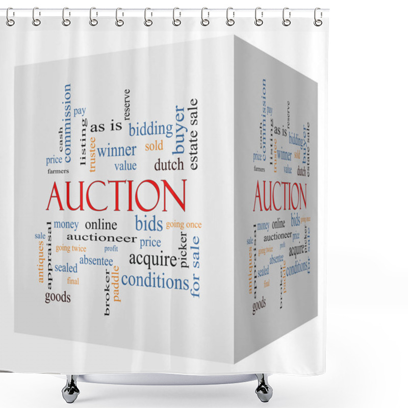 Personality  Auction 3D Cube Word Cloud Concept Shower Curtains