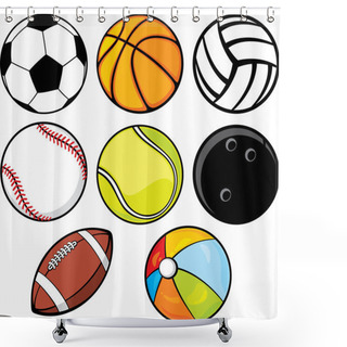 Personality  Ball Collection - Beach Ball, Tennis Ball, American Football Ball, Football Ball Shower Curtains