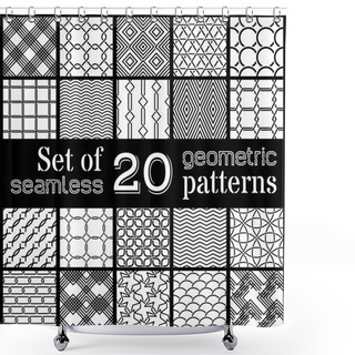 Personality  20 Geometric Seamless Patterns Set.  Shower Curtains
