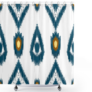Personality  Beautiful Figure Tribal African Ikat Seamless Pattern Traditional On White Background.Aztec Style Embroidery Abstract Vector Illustration.design For Texture,fabric,clothing,wrapping,carpet,pattern Sty Shower Curtains