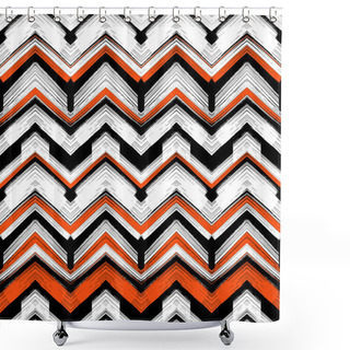 Personality  Multicolor Hand Drawn Pattern Zigzag Shower Curtains