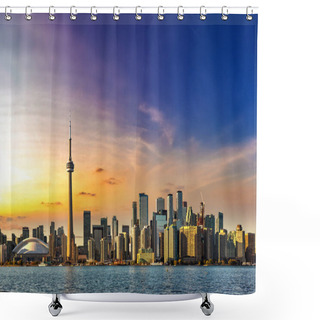 Personality  Panoramic View Of Toronto Skyline At Sunset, Ontario, Canada Shower Curtains