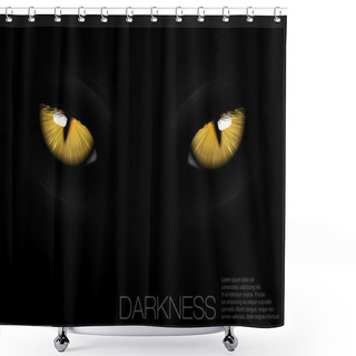 Personality  Cat Yellow Eyes On Black Background Shower Curtains