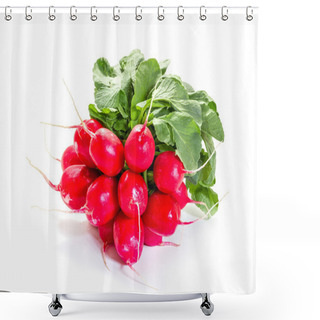 Personality  Fresh Raw Radishes On A White Background Shower Curtains