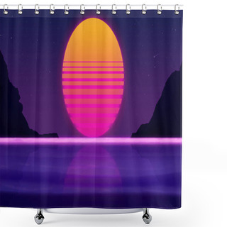 Personality  Beautiful Fantastic Sunset On The Beach On A Background Of The Starry Sk Shower Curtains