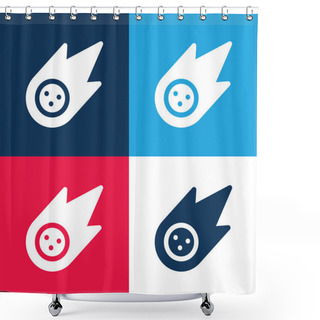Personality  Asteroid Blue And Red Four Color Minimal Icon Set Shower Curtains