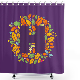 Personality  H Letter Logo In Circle Shower Curtains