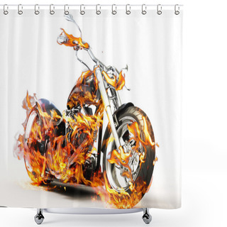 Personality  Hot Burning Bike With Flames Shower Curtains