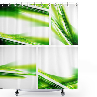 Personality  Green Lines Background Set Shower Curtains