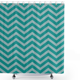 Personality  Teal Chevron Zigzag Textured Fabric Pattern Background Shower Curtains