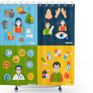 Personality  Allergies Icons Set Shower Curtains