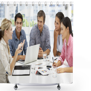 Personality  Mixed Group In Business Meeting Shower Curtains