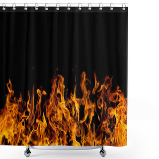 Personality  Fire Flames On Black Background Shower Curtains