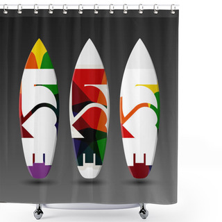 Personality  Surfboard Design Templates With Abstract LOVE Label Shower Curtains