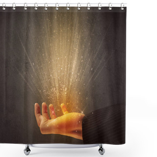 Personality  Hand Holding Yellow Light Shower Curtains