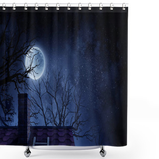 Personality  Spooky Night Image . Mixed Media Shower Curtains