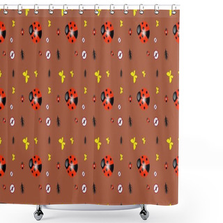 Personality  Colored Background With Different Accessories Shower Curtains