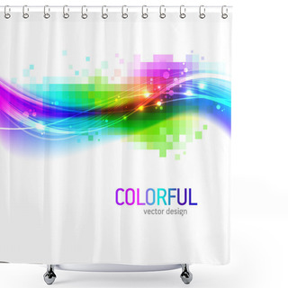 Personality  Abstract Background With Colorful Wave Shower Curtains