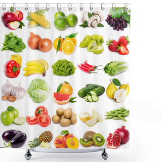 Personality  Collection Of Fruits And Vegetables Shower Curtains