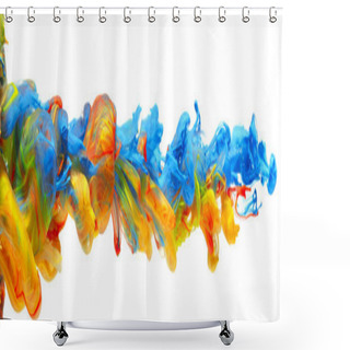 Personality  Rainbow Of Colorful Paints And Inks Swirling Together In Flowing Shower Curtains