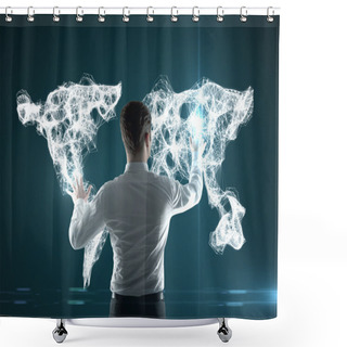 Personality  World Map Interface Shower Curtains