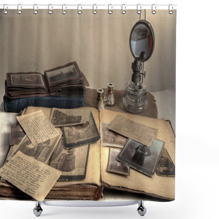 Personality  Old Photos,postcards,letters And Books Shower Curtains
