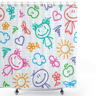 Personality  Hand Drawn Kid Pattern Shower Curtains