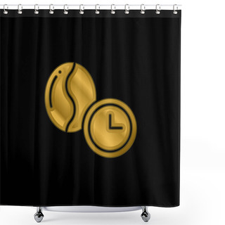 Personality  Bean Gold Plated Metalic Icon Or Logo Vector Shower Curtains