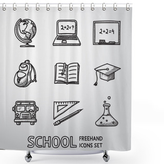 Personality  School, Education Freehand Icons Set. Shower Curtains