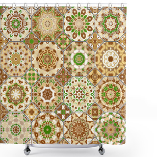 Personality  Set Of Octagonal And Square Patterns. Shower Curtains