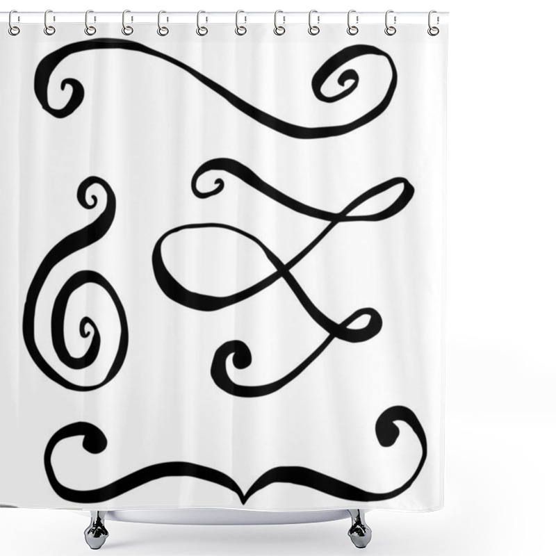Personality  Vector Monogram Calligraphic Element. Black And White Engraved Ink Art. Isolated Monogranms Illustration Element. Shower Curtains