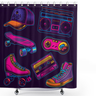 Personality  Retro Kit_16 Shower Curtains