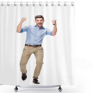Personality  Handsome Man Celebrating Victory Shower Curtains