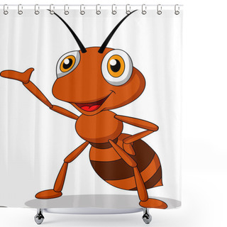 Personality  Cute Ant Cartoon Waving Shower Curtains