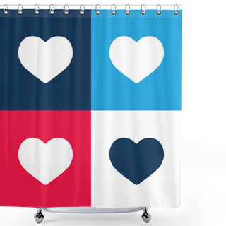 Personality  Big Black Heart Blue And Red Four Color Minimal Icon Set Shower Curtains