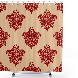 Personality  Ornate Maroon Damask Style Seamless Pattern Shower Curtains