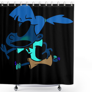 Personality  Cartoon Rugby Girl Running Shower Curtains