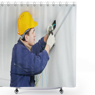 Personality  Electrician At Cable Wiring Work Shower Curtains