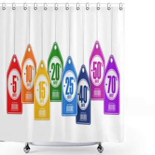 Personality  Sale Tags Labels Discount On White Isolated Background. Shower Curtains