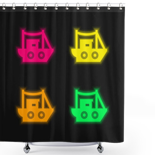 Personality  Boat Four Color Glowing Neon Vector Icon Shower Curtains